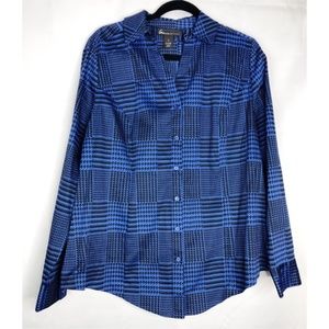 🔥6/25NWOT LANE BRYANT  Plaid Button V-Neck Blouse